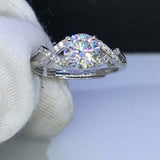 2.1ct Round Cut Diamond Engagement Ring Split Shank Band 14k White Gold Finish