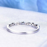 1ct Round Cut Blue Aquamarine Half Eternity Vintage Band 14k White Gold Finish