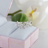 1.2ct Round Diamond Wedding Ring Band Leaf Design Minimalist 14k White Gold Over