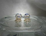 0.5ct Round Cut Blue Sapphire Classic Stud Earrings Women 14k White Gold Finish