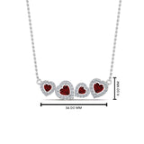 1ct Heart Cut Red Garnet Love Design Bar Pendant 14k White Gold Finish NO CHAIN