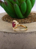 1.5ct Pear Cut Pink Ruby Engagement Ring Curved Halo Tiara 14k YellowGold Finish