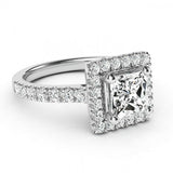 2.5ct Princess Cut Diamond Halo Cluster Engagement Ring 14k White Gold Finish