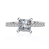 1.5Ct Princess Cut Solitaire with Accents Engagement Ring 14K White Gold Finish