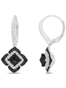 4ct Cushion Cut Black Diamond Art Deco Party Drop Earrings 14k White Gold Finish