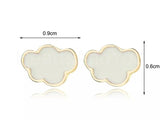 Clouds Stud Earrings for Women 14k Yellow Gold Plated