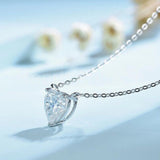 1ct Heart Cut Simulated Diamond Solitaire Pendant Chain 14k White Gold Plated