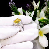 2ct Radiant Cut Yellow Sapphire 3 Stone Engagement Ring 14k White Gold Finish