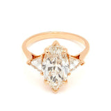 1.2ct Marquise Cut Diamond Trillion Accents Trilogy Ring 10k Rose Gold Finish