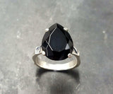 2.5ct Engagement Ring Pear Cut Black Diamond Solitaire 14k White Gold Finish