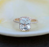 1.5ct Engagement Ring Radiant Cut Diamond Halo Solitaire 14k Rose Gold Finish