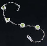 5ct Pear Cut Green Peridot Hollow Stylish Chain Bracelet 14k White Gold Finish