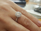 1.5ct Cushion Cut VVS1 Diamond Accents Halo Engagement Ring 14k WhiteGold Finish