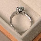 2ct Oval Cut Blue Aquamarine Solitaire Round Accent Ring 14k White Gold Finish