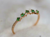 1ct Wedding Band Round Cut Green Peridot Curved Stackable 14k Yellow Gold Finish