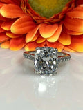 1.6ct Long Cushion Cut Diamond Solitaire Engagement Ring 14k White Gold Finish