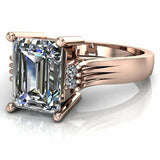 3ct Emerald Cut Diamond Solitaire with Accent Vintage Ring 14k YellowGold Finish