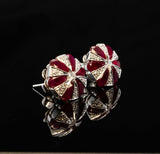 1.5ct Pear Cut Red Garnet Art Deco Diamond Stud Earrings 14k White Gold Finish