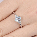 1.3ct Oval Cut Blue Aquamarine Engagement Ring Solitaire 14k White Gold Finish