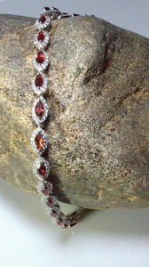 20ct Marquise Cut Red Garnet Diamond Halo Tennis Bracelet 14k White Gold Finish