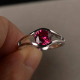 1ct Round Cut Pink Ruby Split Shank Promise Engagement Ring 14k WhiteGold Finish