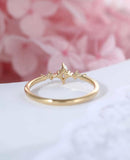 0.6ct Marquise Diamond Engagement Ring Minimalist Trilogy 18k Yellow Gold Finish