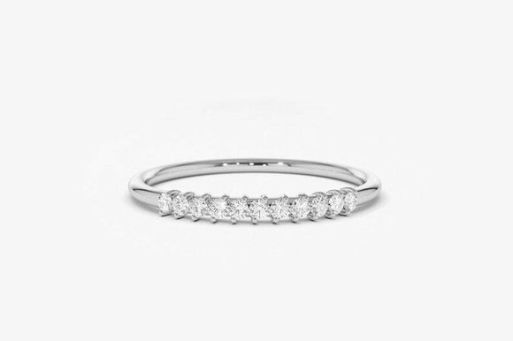 0.6ct Wedding Ring Band Round Cut Diamond Minimalist Design 14k WhiteGold Finish