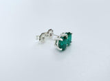 1ct Stud Earrings Oval Cut Green Emerald Solitaire Women 14k White Gold Finish