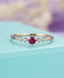 1ct Round Cut Pink Ruby Wedding Band Five Stone Minimalist 14k Rose Gold Finish