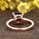 2ct Cushion Red Garnet Engagement Ring Solitaire with Accents 14k Rose Gold Over