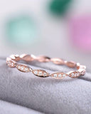 2Ct Round Cut Diamond Minimalist Full Eternity Wedding Band 14K Rose Gold Finish