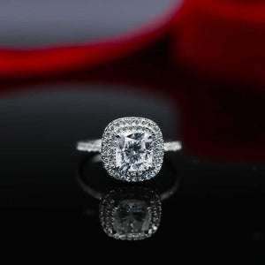 1.7ct Cushion Cut VVS1 Diamond Engagement Ring 14k White Gold Finish Double Halo