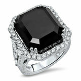 7Ct Emerald Black Diamond Vintage Cocktail Engagement Ring 14K White Gold Finish