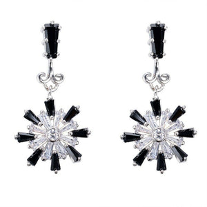 2.2ct Baguette Cut Diamond Unique Snowflake Drop Earrings 14k White Gold Finish