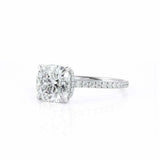 2ct Cushion Cut Diamond Solitaire Ring 14k White Gold Finish with Round Accents