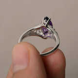 0.5ct Marquise Cut Purple Amethyst Filigree Engagement Ring 14k WhiteGold Finish