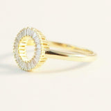 Round Open Circle Engagement Ring 2ct Baguette Cut Diamond 14k YellowGold Finish