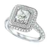 2.4ct Cushion Diamond Engagement Ring Round Accent Dual Halo 14k White Gold Over