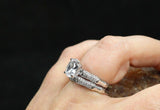 4ct Oval Cut Diamond Bridal Set Bamboo Style Engagement Ring 14k White Gold Over