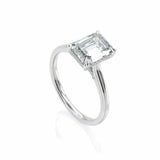 2ct Emerald Cut Diamond Engagement Ring Hidden Halo Women 14k White Gold Finish