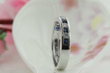 2ct Princess Cut Blue Sapphire Channel Set Wedding Band Ring 14k White Gold Over