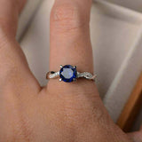 1ct Round Cut Blue Sapphire Engagement Ring Twisted Infinity 14k White Gold Over