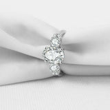 2.9ct Oval Cut Diamond Engagement Ring Trilogy Solitaire 14k White Gold Finish