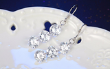 1.8ct Round Cut VVS1D Diamond Three Stone Dangle Earrings 14k White Gold Finish