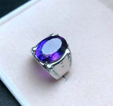 3ct Oval Cut Purple Amethyst Solitaire Engagement Men Ring 14k White Gold Finish