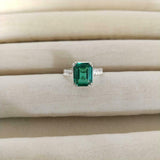 2ct Engagement Ring Green Emerald Cut Braided Shank Solitaire 14k WhiteGold Over