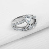 2.7ct Pear Cut Diamond Engagement Ring Stylish Two Stone 14k White Gold Finish