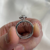 1.6ct Heart Cut Simulated Diamond Wedding Bridal Ring Halo 14k White Gold Plated