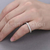 0.3ct Round Cut Moissanite Full Eternity Wedding Band 14k White Gold Plated