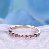 1ct Round Cut Pink Sapphire Stackable Half Eternity Band 14k Rose Gold Finish